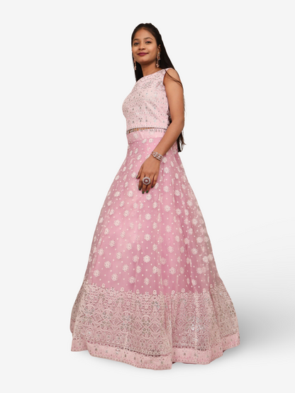 Embellished Flared Lehenga Choli Set with Dupatta  by Shreekama