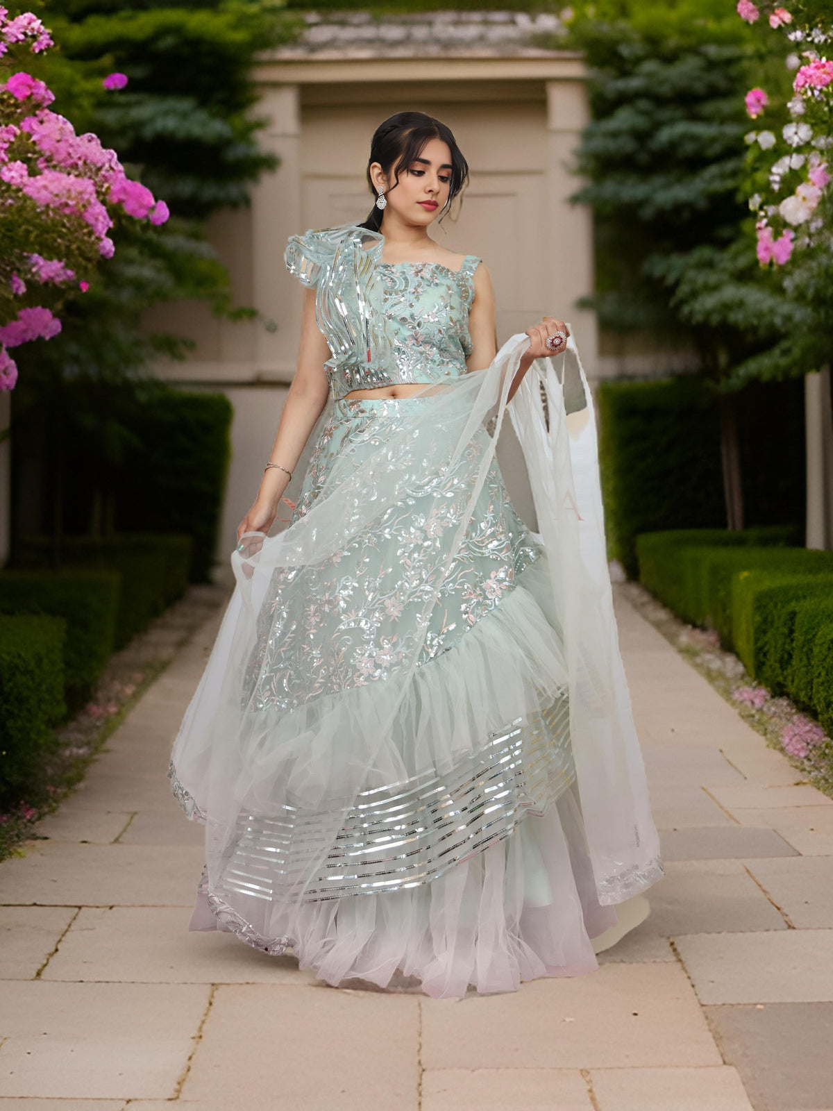 Sequins & Embroidered Lehenga Choli Set