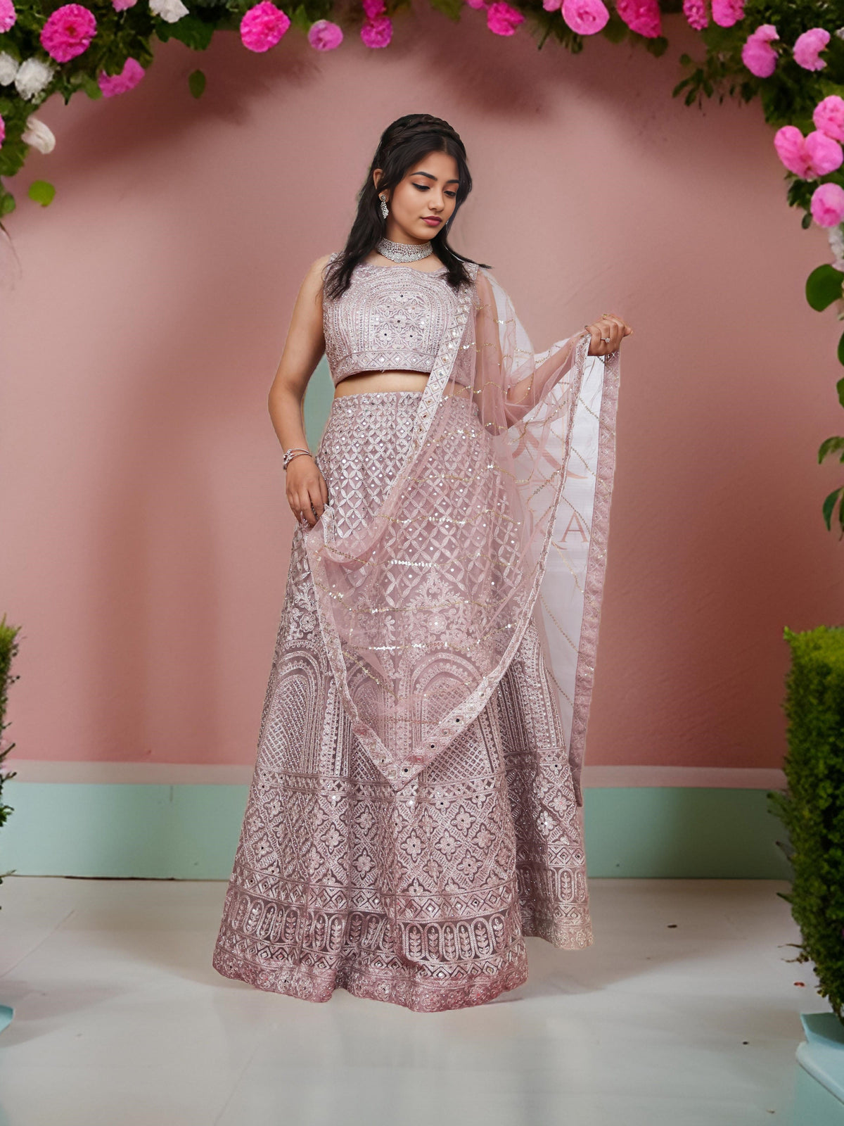 Embroidered & Zari Thread Work Lehenga Choli Set