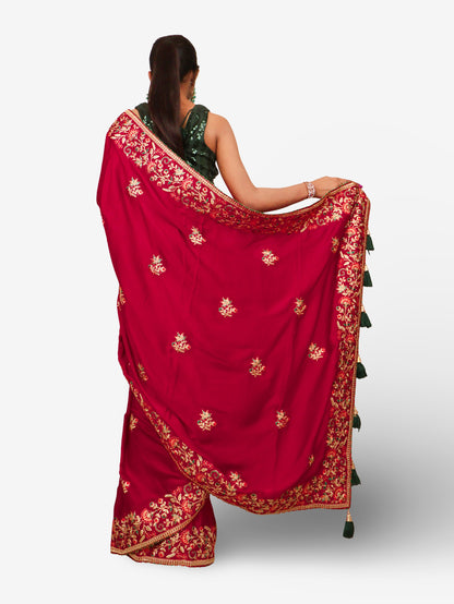Designer Saree with Heavy embroidery Work by Shreekama