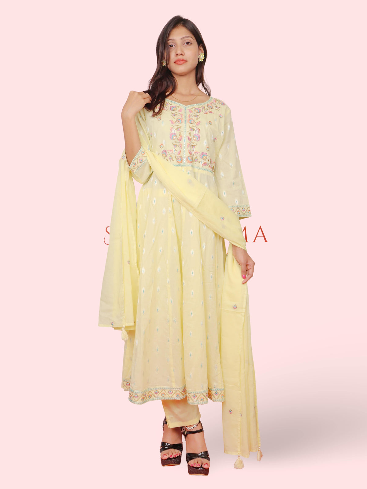 Women's Pure Cotton Kurta and Pant Set with Coordinated Dupatta