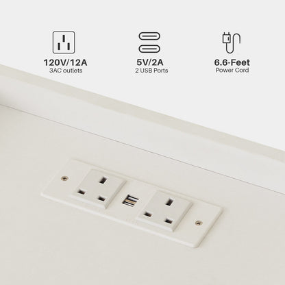 Kist LED Light Bedside Table [Charging Station][Nightstand]