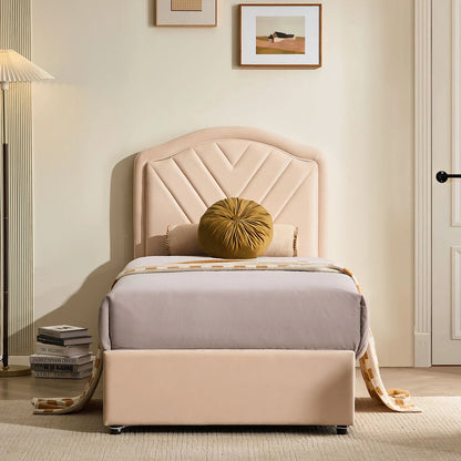 Luniva Cream LED Single Bed Frame