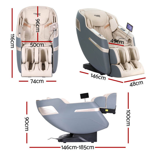NNEDSZ Livemor 4D Massage Chair Electric Recliner Home Massager Gray Sina