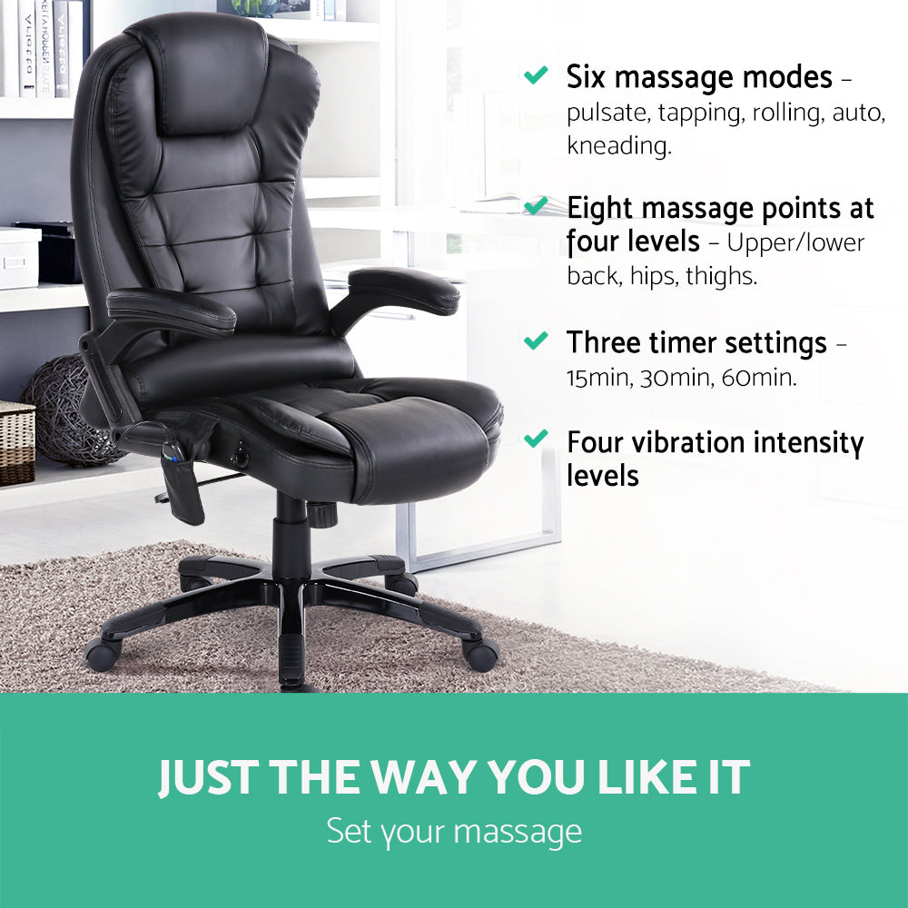 NNEDSZ 8 Leather Massage Chair - Black