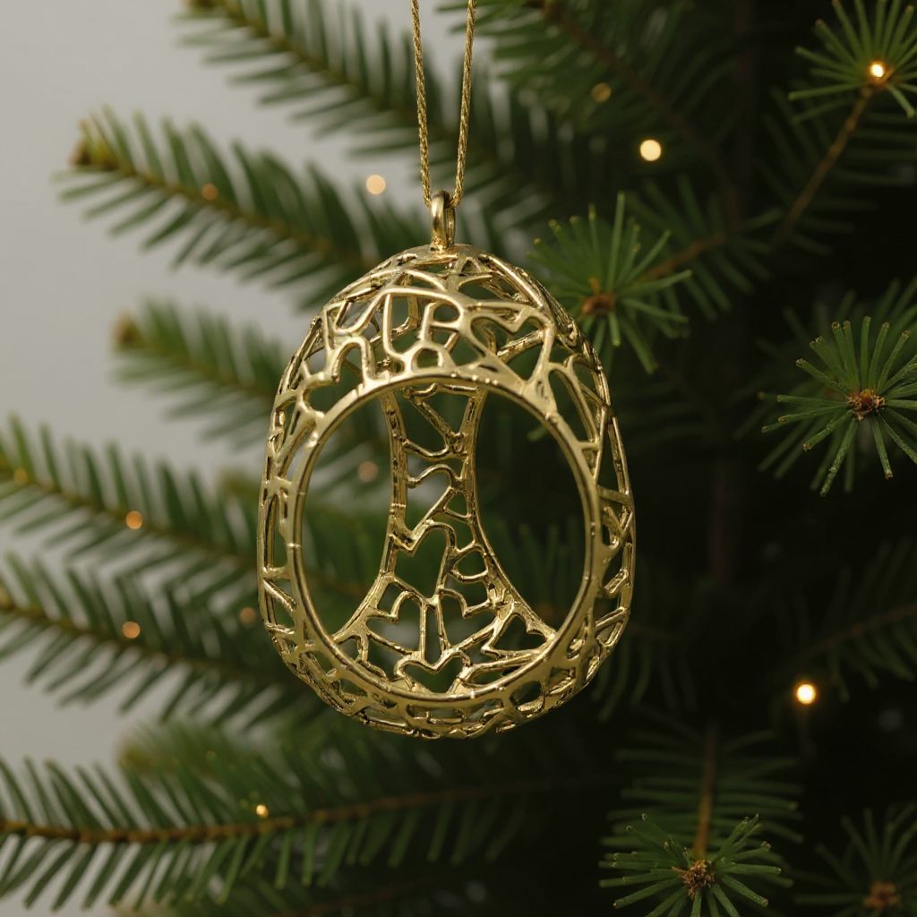 Open Heart egg Christmas ornament | Electroformed metallic bauble in gold, silver or antique | Set of 2 or 4