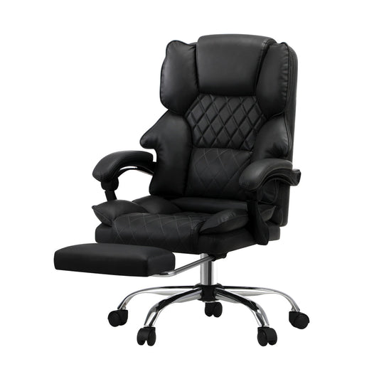 NNEED Massage Office Chair PU Footrest Black