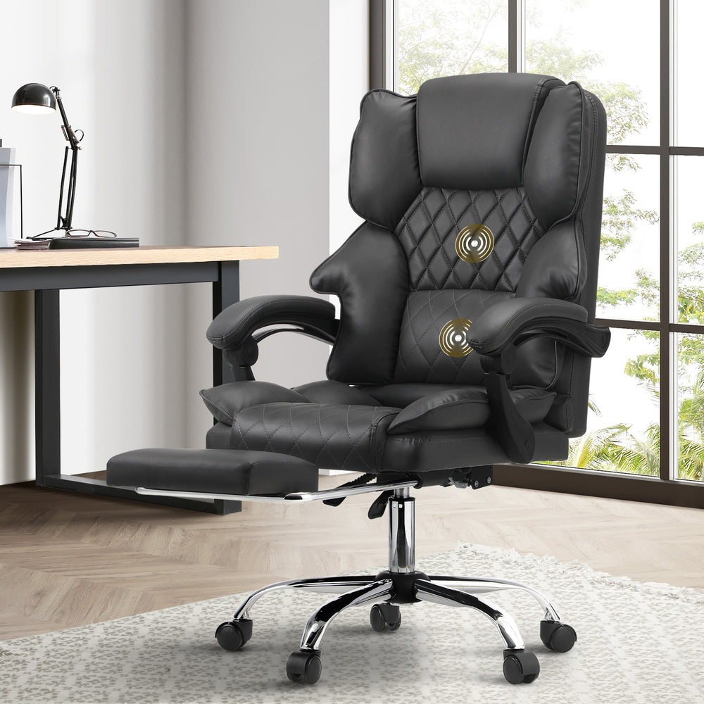 NNEED Massage Office Chair PU Footrest Grey