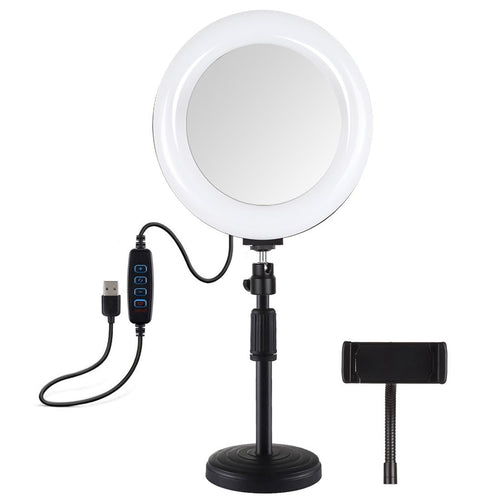 NNEIDS 7.9 Dual-Colour Led Ring Light With Desktop Mount And Phone Clamp