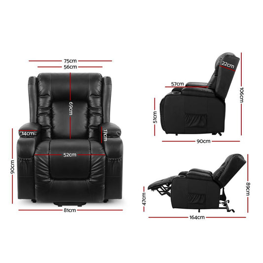 NNEDSZ Electric Recliner Chair Lift Heated Massage Chairs Lounge Sofa Leather