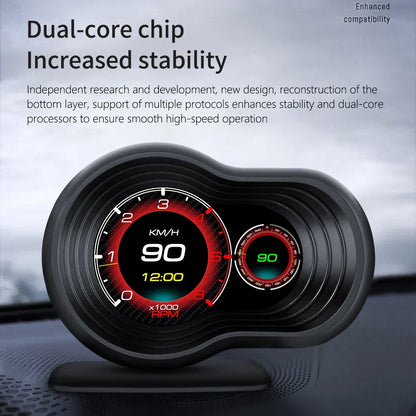 OBD2 Car HUD F9 Digital Head Up Display with Smart Alarm Black