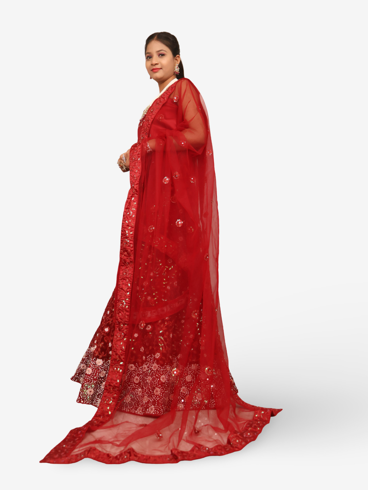 Semi-Stitched Lehenga with Sequin & Embroidery Work by Shreekama