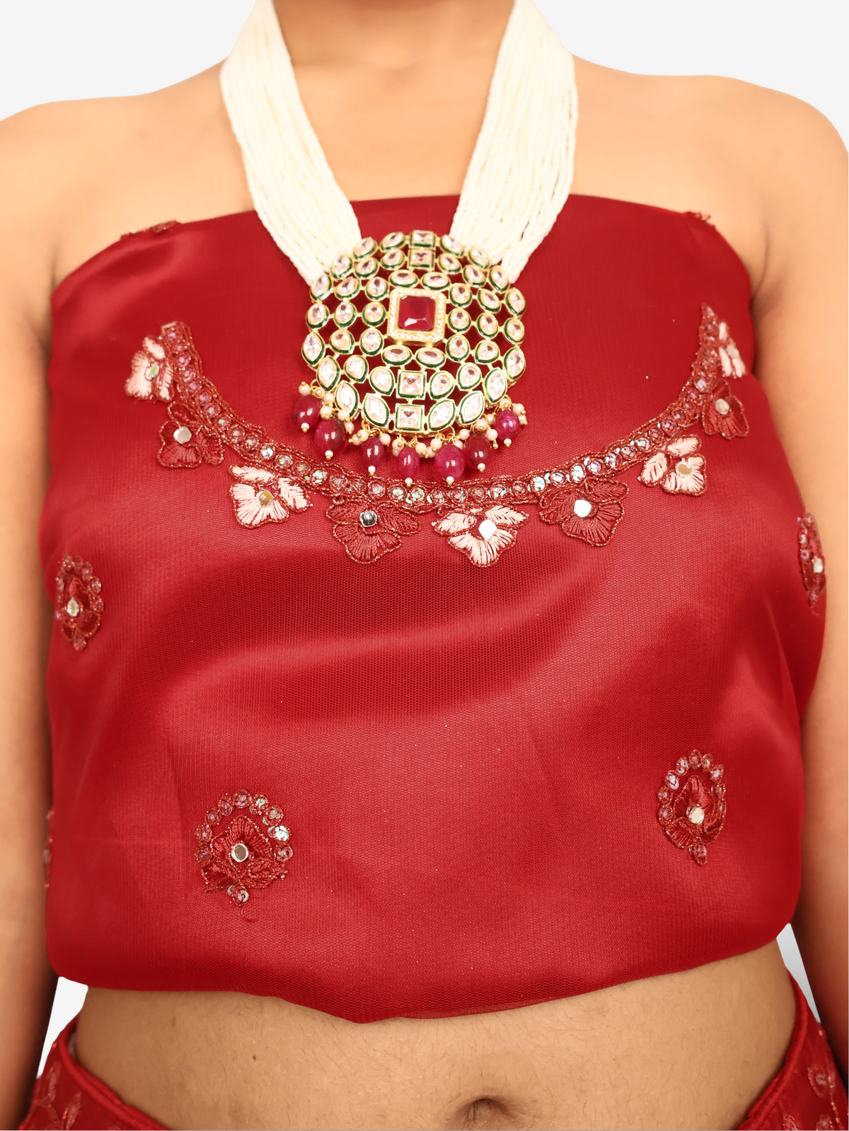 Semi-Stitched Lehenga with Sequin & Embroidery Work by Shreekama