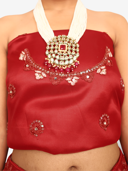 Semi-Stitched Lehenga with Sequin & Embroidery Work by Shreekama