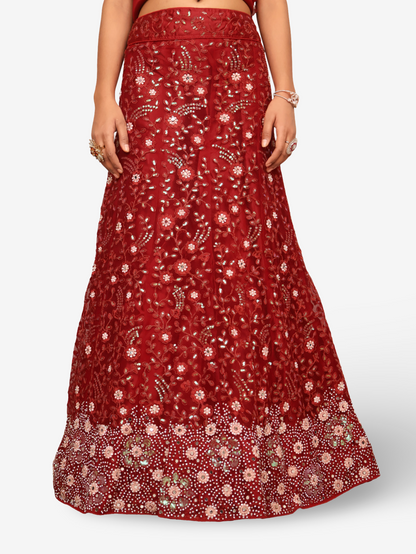 Semi-Stitched Lehenga with Sequin & Embroidery Work by Shreekama