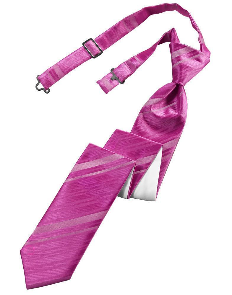 Striped Satin Skinny Necktie Pre-Tie