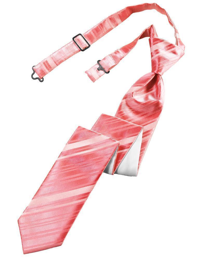 Striped Satin Skinny Necktie Pre-Tie