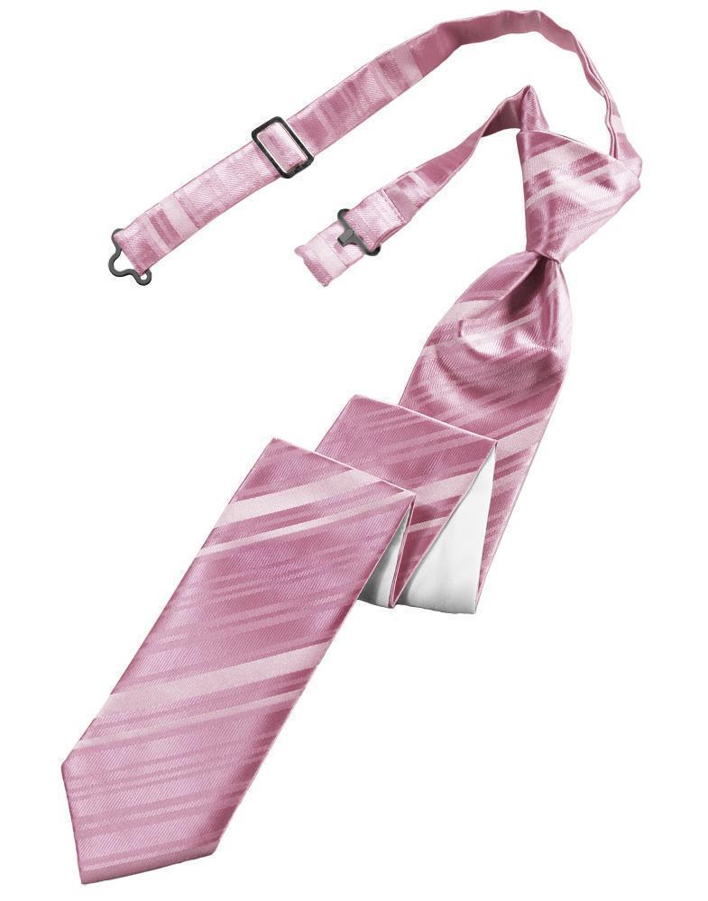 Striped Satin Skinny Necktie Pre-Tie