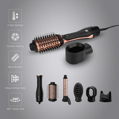 Hair Wellness Duo: Hot Air Blower Brush & Pursonic 3-in-1 LED Therapy Scalp Brush