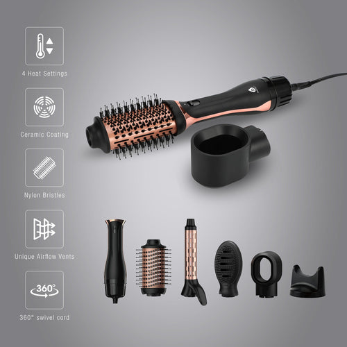 Hair Wellness Duo: Hot Air Blower Brush & Pursonic 3-in-1 LED Therapy Scalp Brush