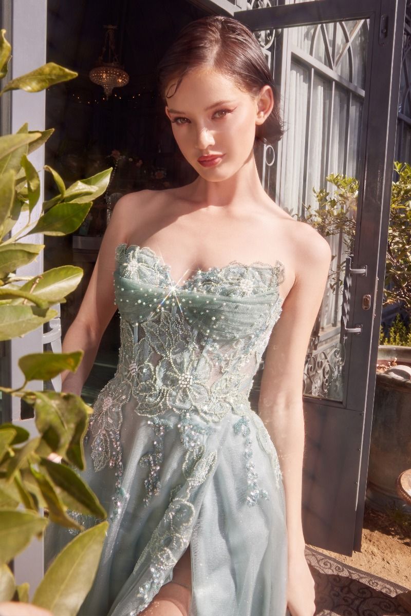 Strapless Layered Tulle Ball Gown
