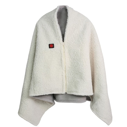 Heated Faux Rabbit Fur Shawl Blanket