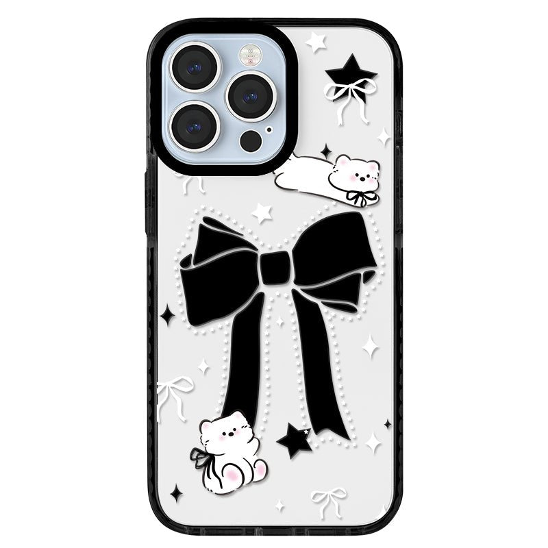 Casey Sparkling Black Bow Kitten Clear AG Matte Phone Case – Slim MagSafe Anti-Fingerprint TPU Protective Cover