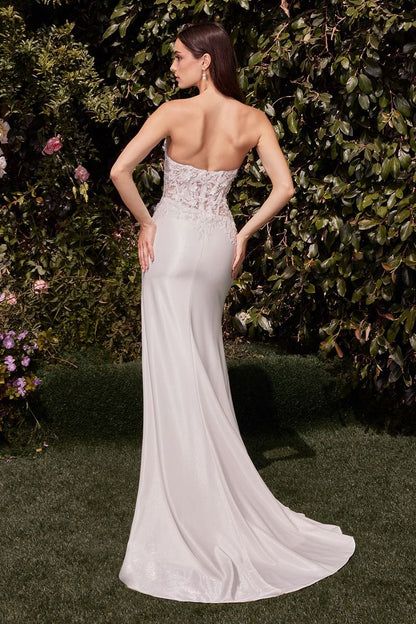 Lace Bodice Strapless Wedding Dress