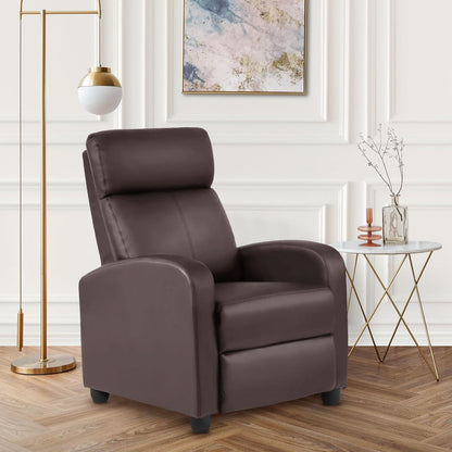 Leather Brown Recliner Chair Massage With Lumbar Support