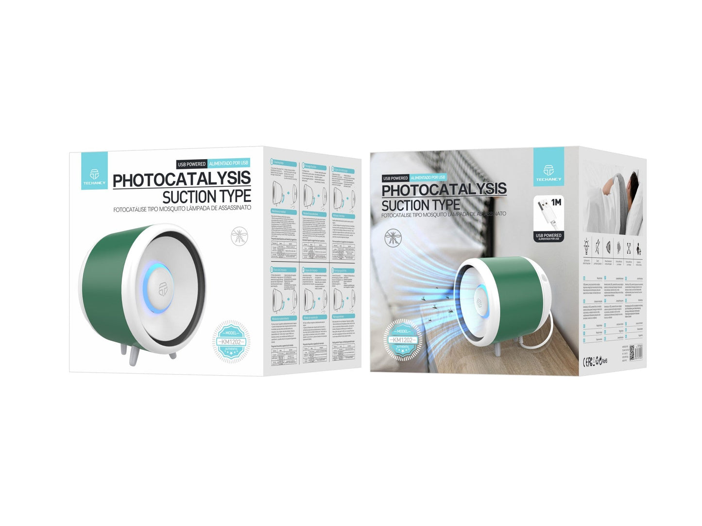 Repelente fotocatalítico de mosquitos alimentado por USB Techancy, KM1202, fotocatalítico, captura física, ventilação integrada, ecológico