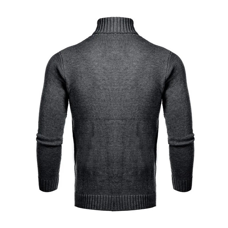 Men's Turtleneck Warm Pullover Knitted Sweater (Dark Grey)