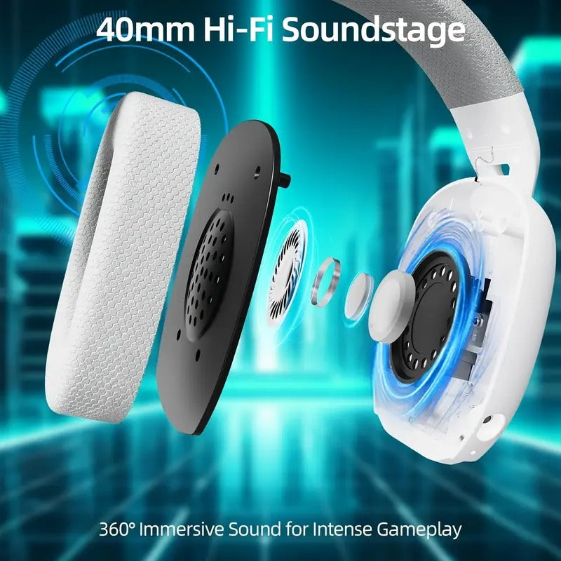 Wireless Gaming Headset with Dual Mic & Type-C Charging
