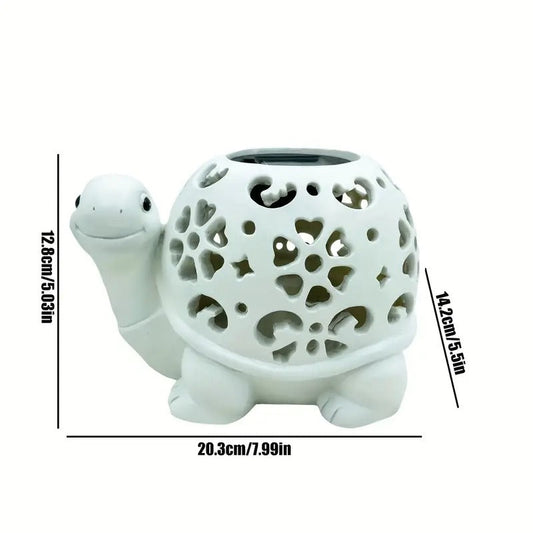Solar Powered Turtle Light Resin Statue