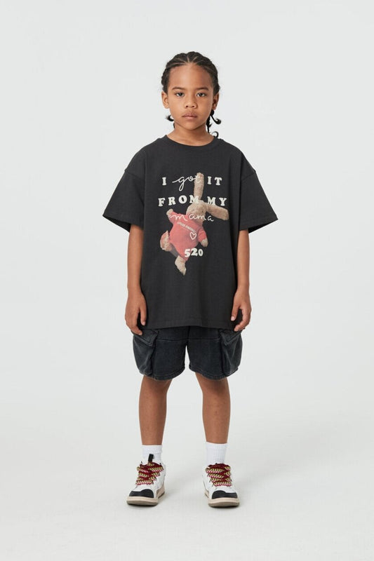 Kids APLUS DMINUS Love Mom Bunny Graphic T-Shirt – 100% Cotton Boxy Fit Tee
