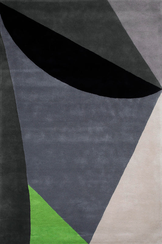Hand Tufted Rug | Grey, Black & Green | Wool | Orbsub by Rugfine
