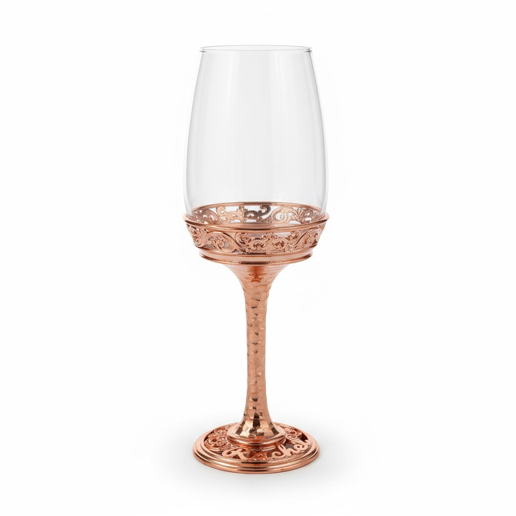 Personalized wine glasses set | electro-formed metal base in gold, silver or antique | set of 2 or 4