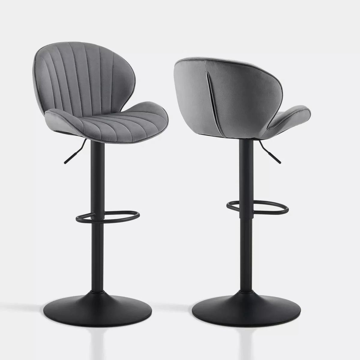 Caryol Velvet Bar Stool [Height Adjustable][Set of 2]