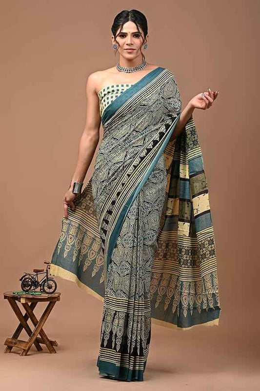 Royal Heritage Mosaic in Mulmul Saree