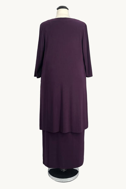 Plus Size Midi Sheath Dress with Draped Overlay Jacket