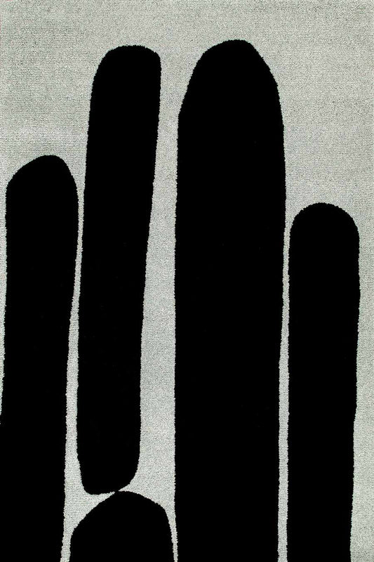 Wool Area Rug | Black & Light Grey | Vibrae by Rugfine