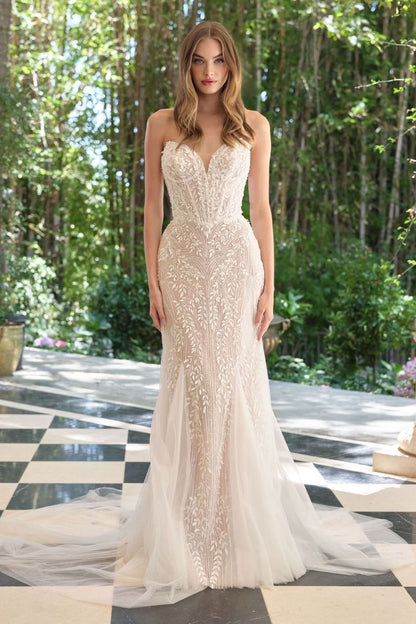 Mermaid Bridal Gown Strapless Sweetheart Neckline and Sheer